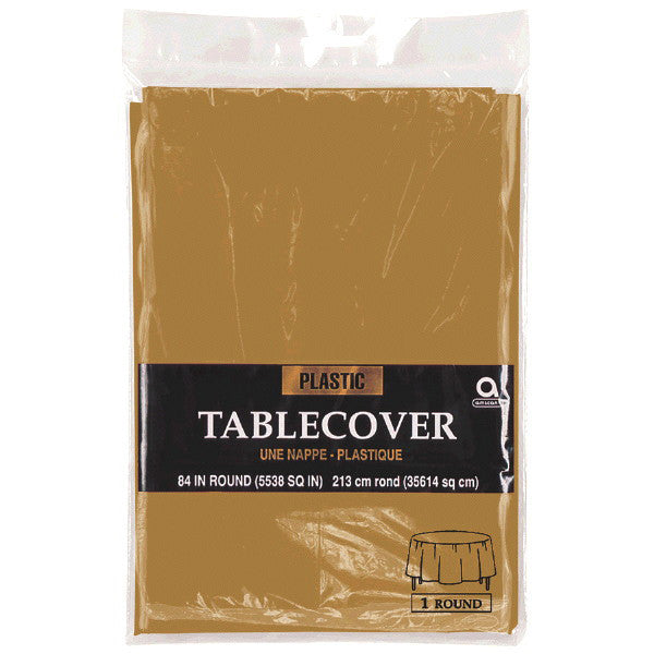 Plastic Table Cover: Round - Gold