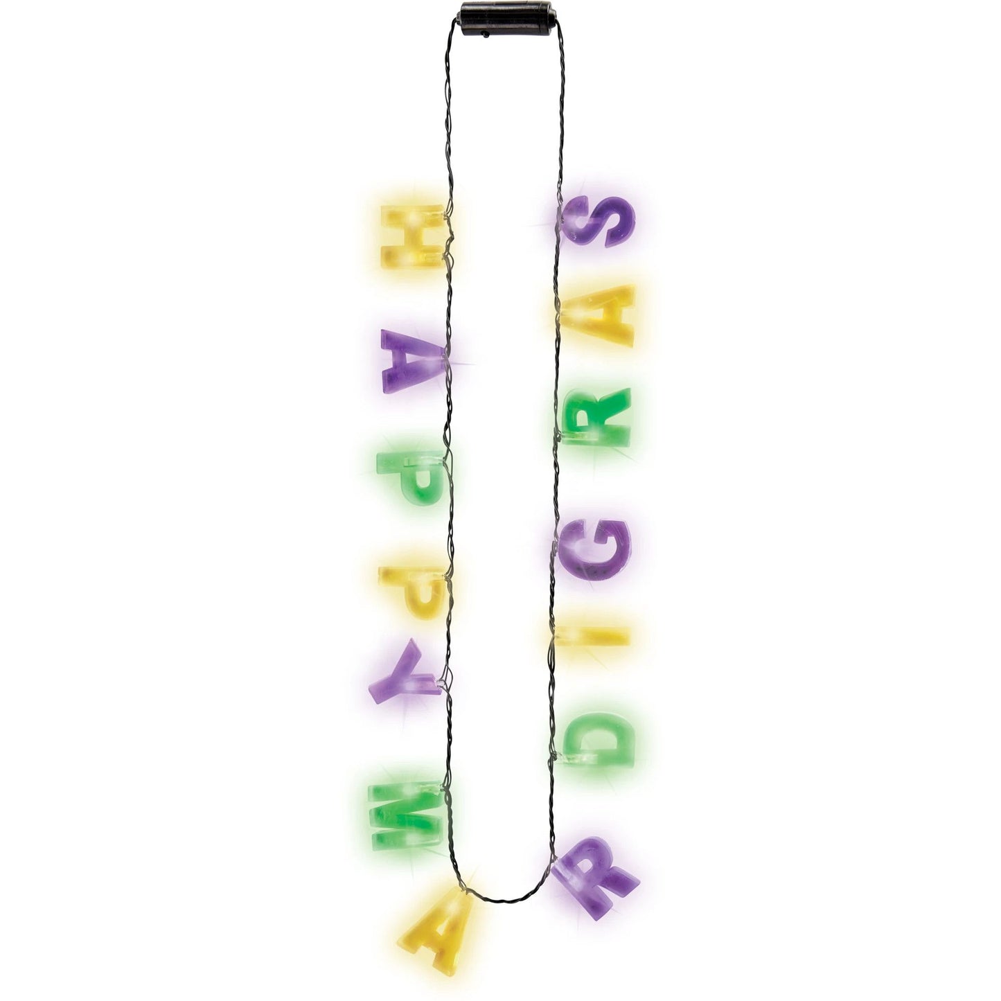 22" Light-Up Necklace: "Happy Mardi Gras"