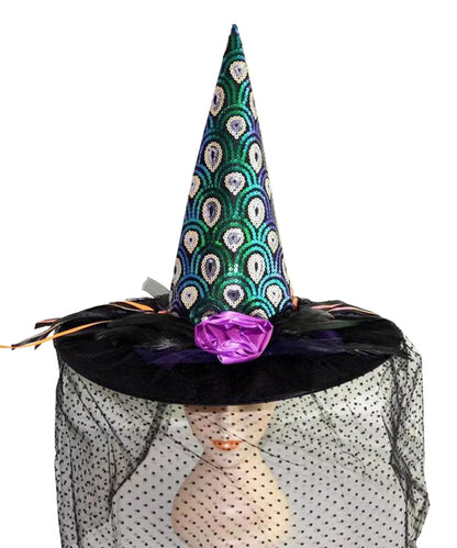 Halloween Peacock Witch Hat