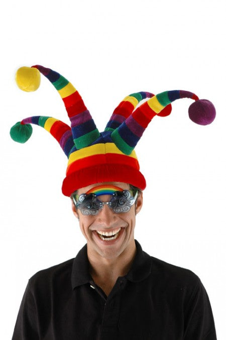 Rainbow Wacky Jester Plush Hat