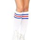 Athletic Striped Knee Highs - White/Red/Blue