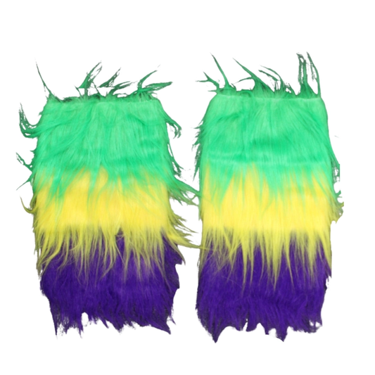 Mardi Gras Fuzzy Leg Warmers (Purple, Green & Gold)