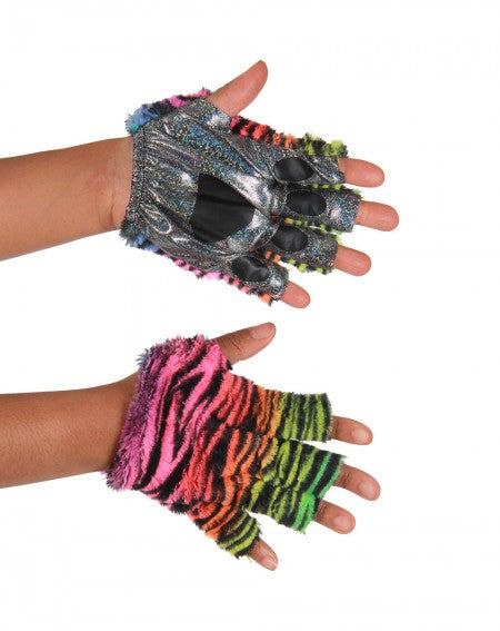 elope Neon Rainbow Tiger Fingerless Paws