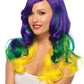 Carnival Tri-Color Wavy Wig - Purple/Green/Gold