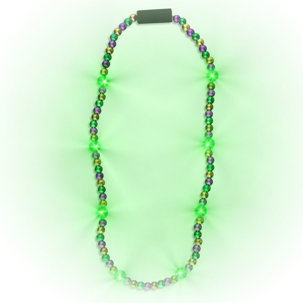 Flashing Mardi Gras Metallic Beaded Necklace