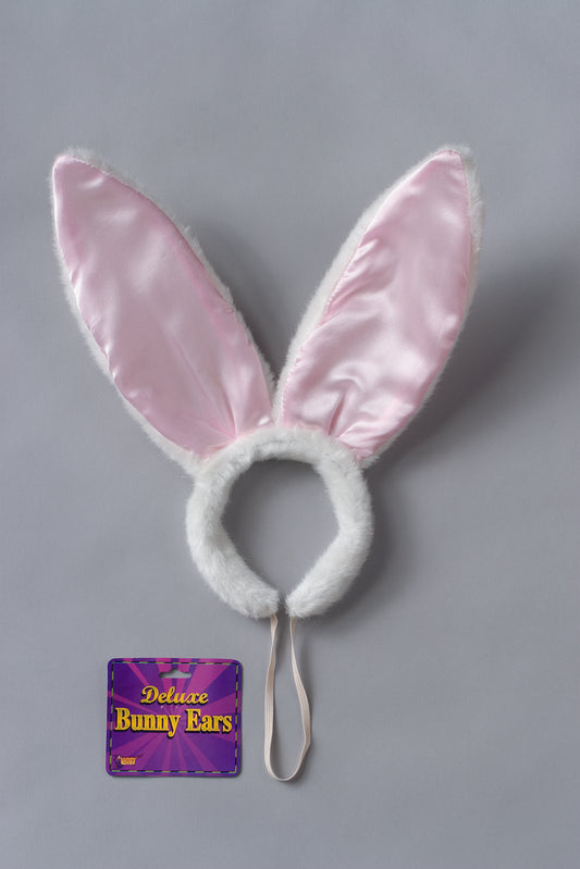 Satin Plush Bunny Ears: White