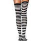 Plus Size: Nylon Striped Stockings - Black/White (1X/2X)