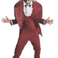 A man wearing a Shrunken Head Beetlejuice costume.