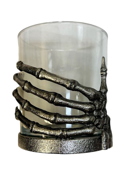 Rocks Glass With Metal Hand Wrap