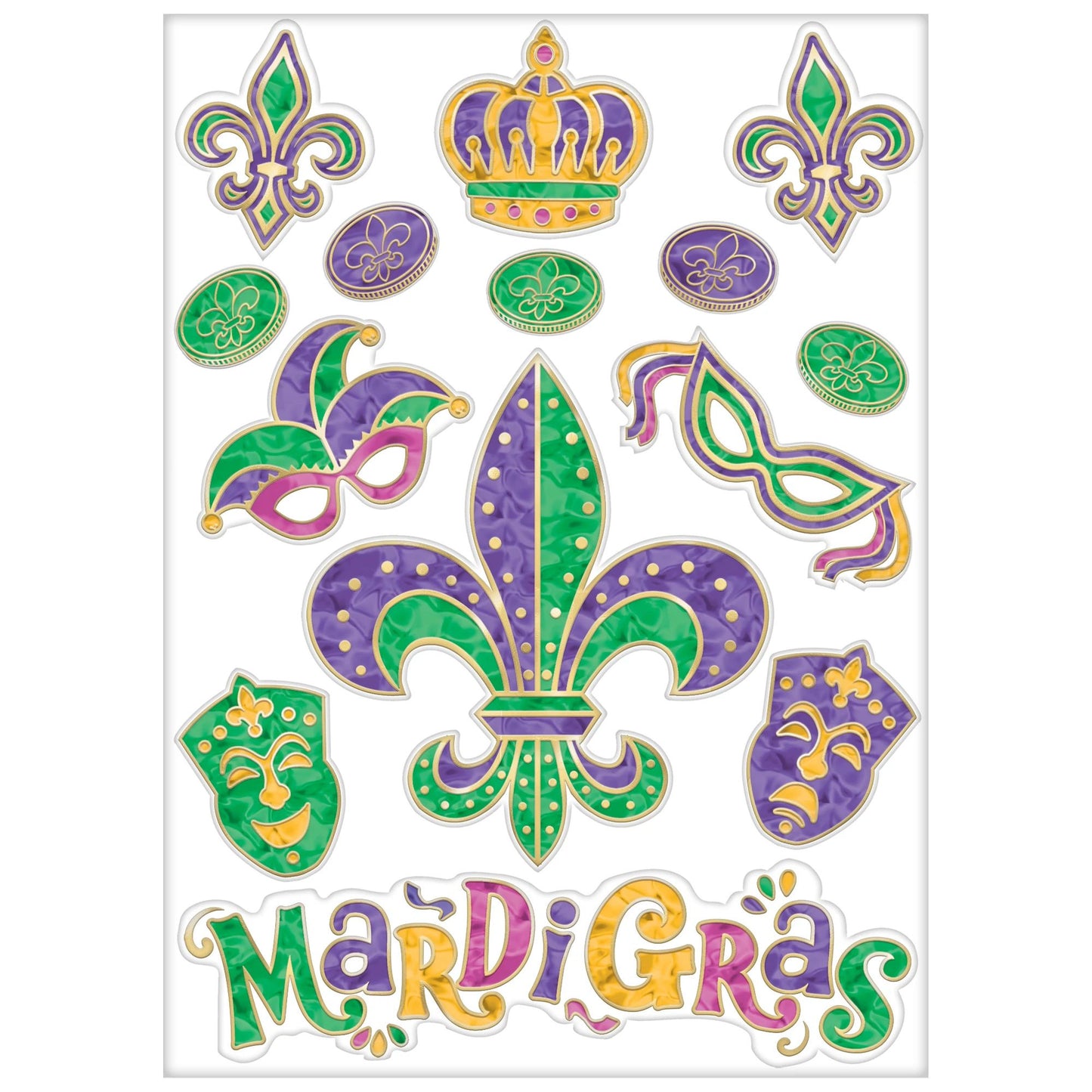 Mardi Gras Embossed Vinyl Window Decoration