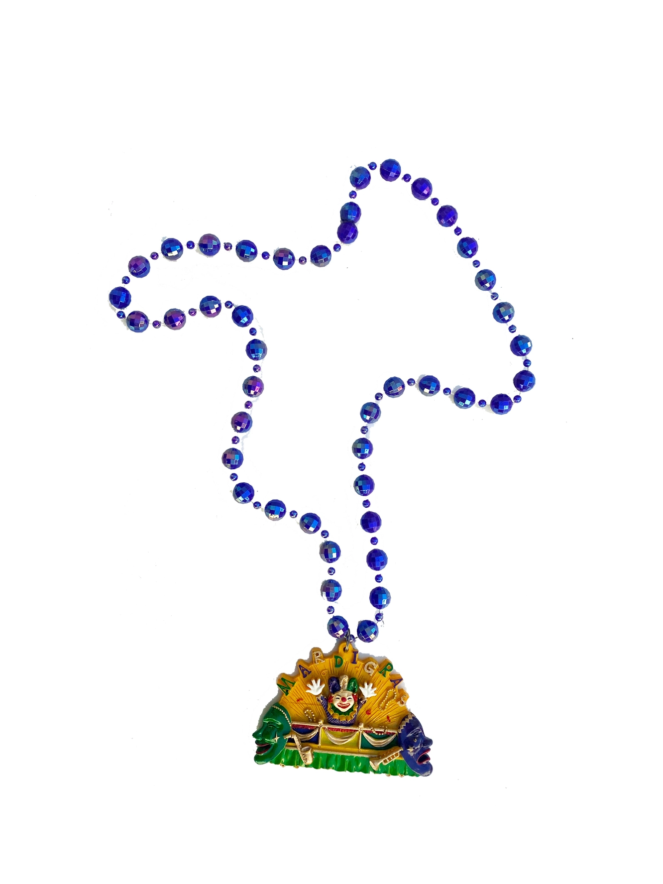 Specialty Beads - Mardi Gras Jester Float On Blue