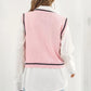 Pink Halloween Skull Jacquard Knit Sweater Vest
