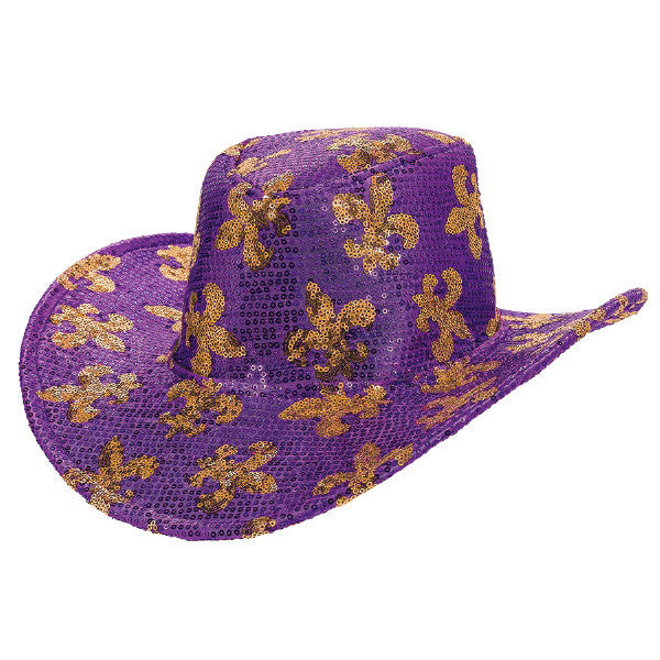 Mardi Gras Sequined Cowboy Hat