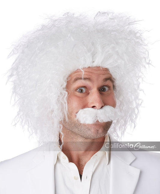 E=MC2 Wig & Mustache: White