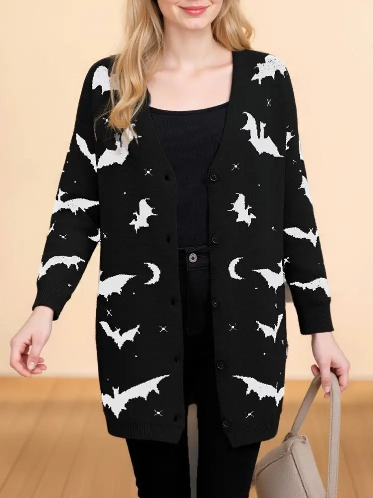 Halloween Bats Long Sleeve Cardigan