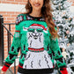 Round Neck Christmas Llama Pattern Sweater