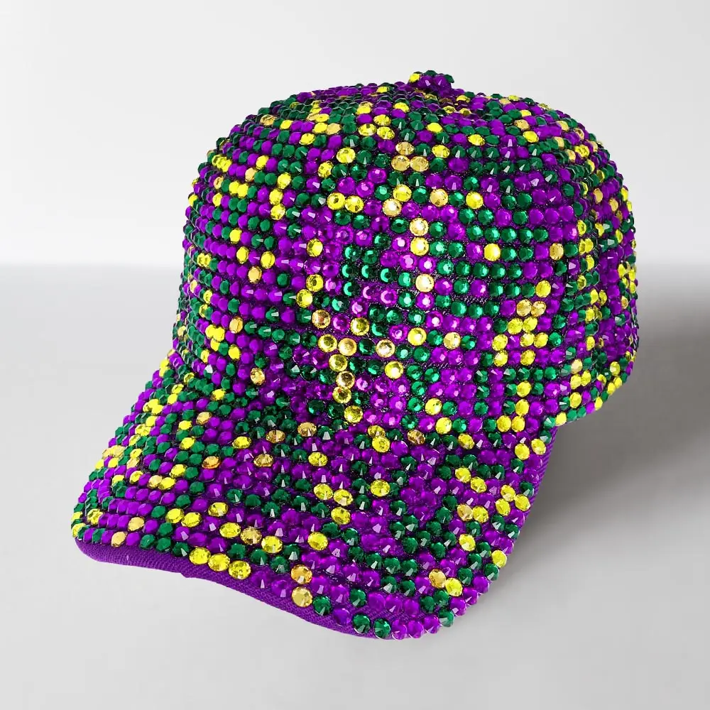 Bling Studded Mardi Gras Baseball Cap