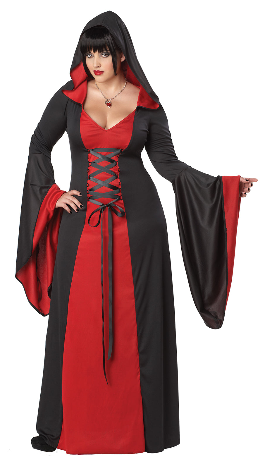 Women's Deluxe Hooded Robe: Red/Black