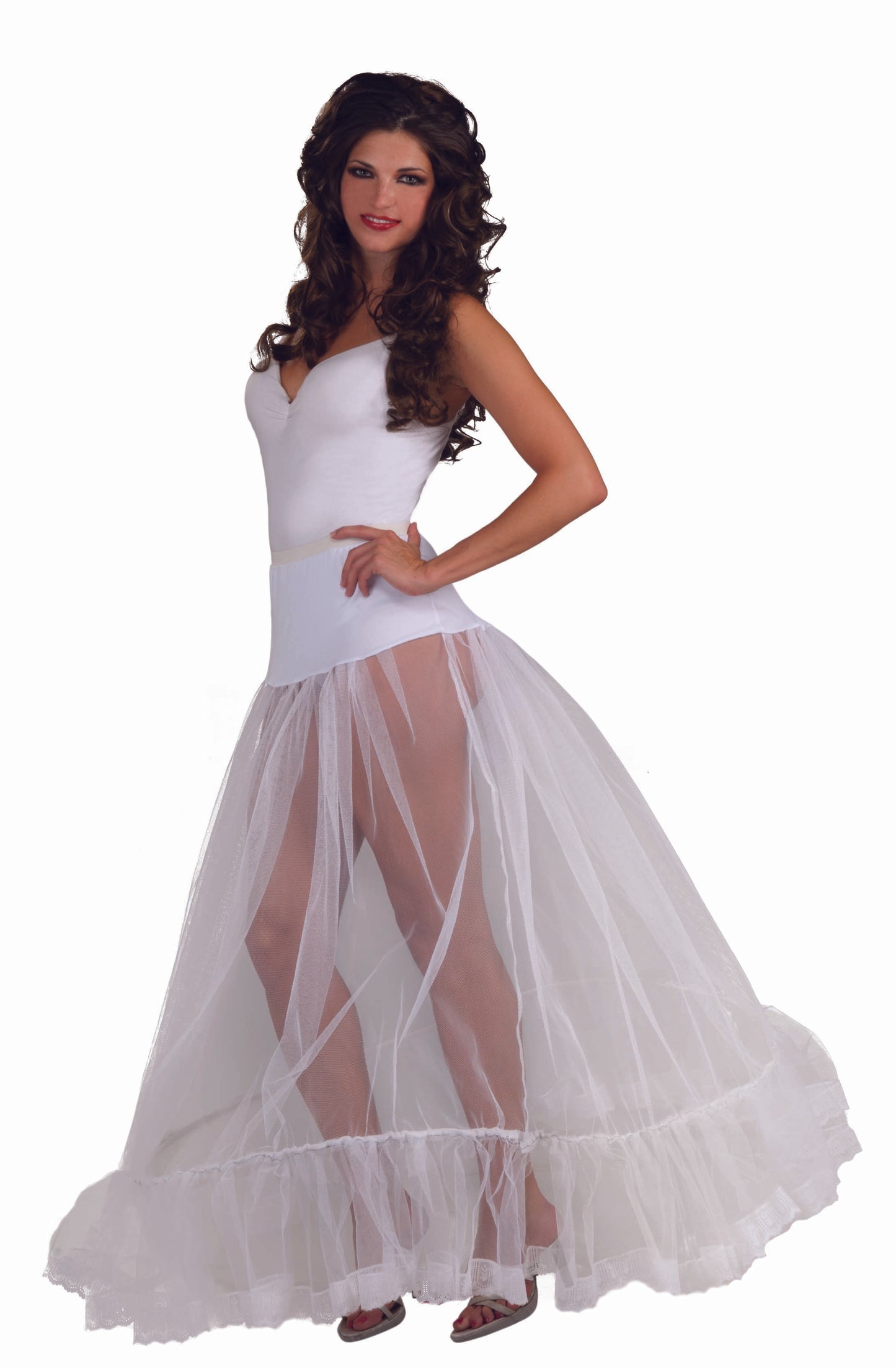 Crinoline Ballroom Length Hoop Skirt: White