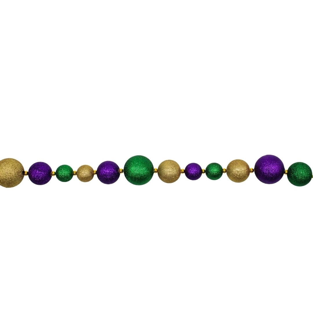 Mixed (50mm,40mm,30mm) Mardi Gras Glitter Ball Garland 6'