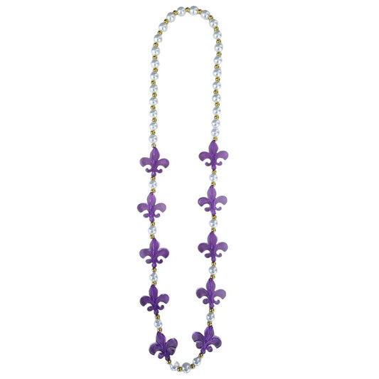 Collector Beads - 40" Purple Acrylic Fleur De Lis Beads