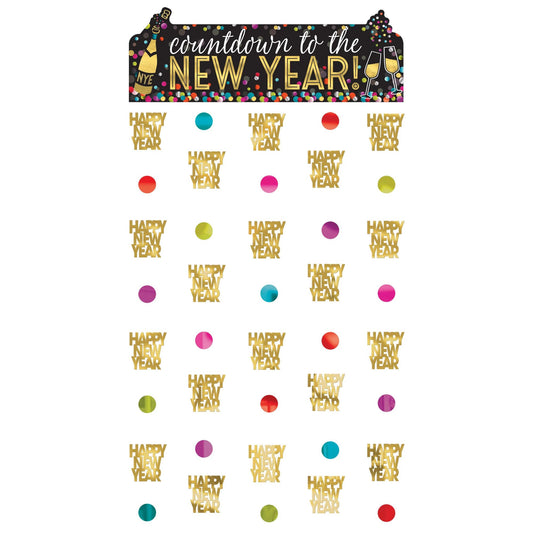 New Years Doorway Curtain: Colorful Confetti (77"x39")