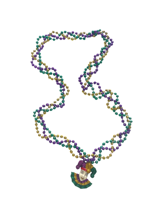 Specialty Beads - Mardi Gras Jester on Braided Beads