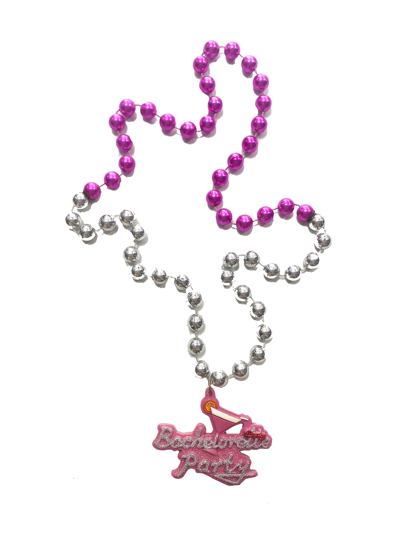 Specialty Beads - Bachelorette Party Medallion w/ Cocktail Pink & Silver Bead