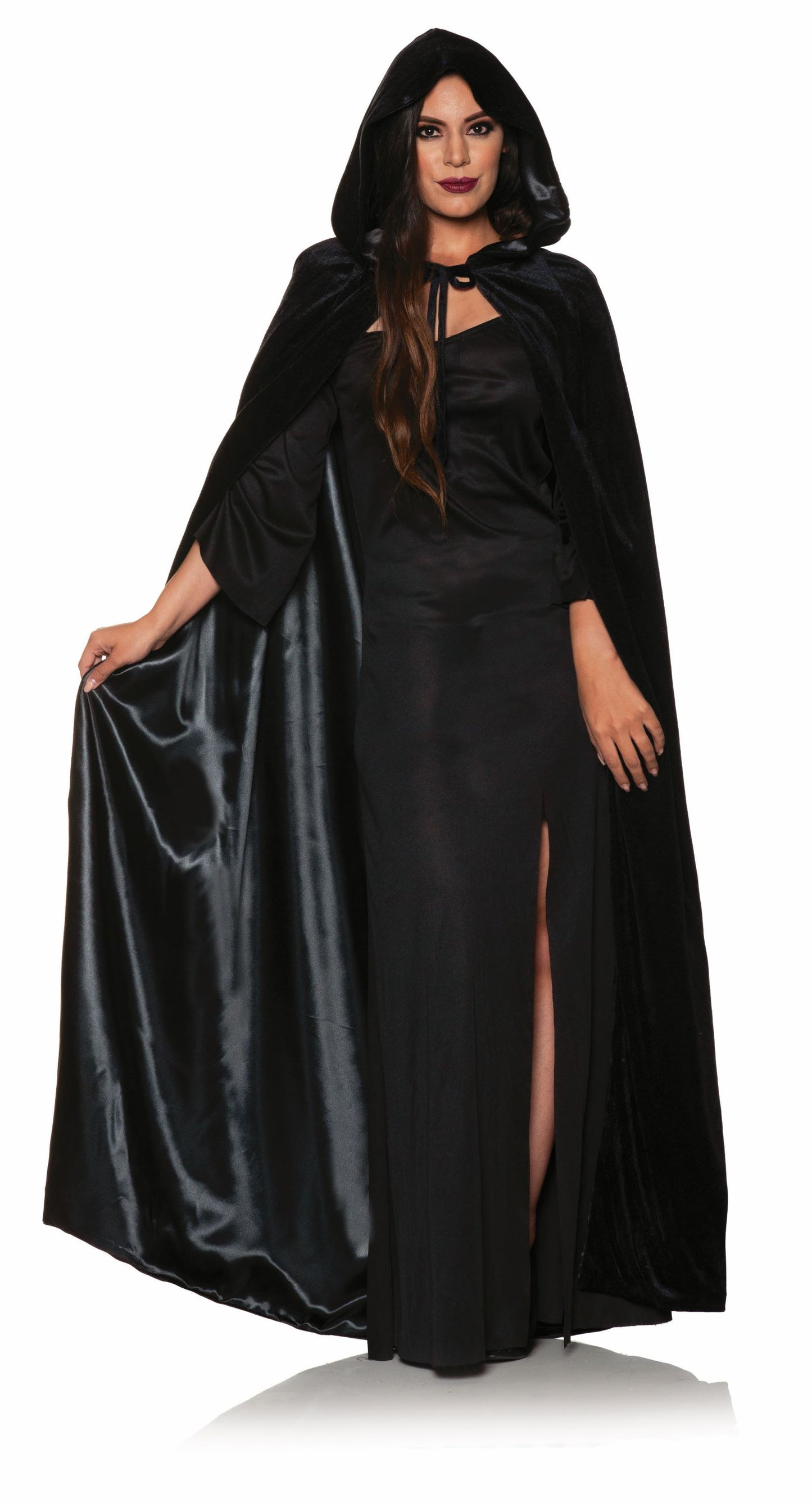 Women's Promotional Hooded Velvet Cape: Black - O/S