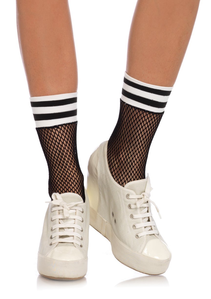 Fishnet Anklets - Black/White
