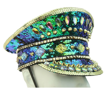 Sequin Festival Hat w/ Goggles: Multi