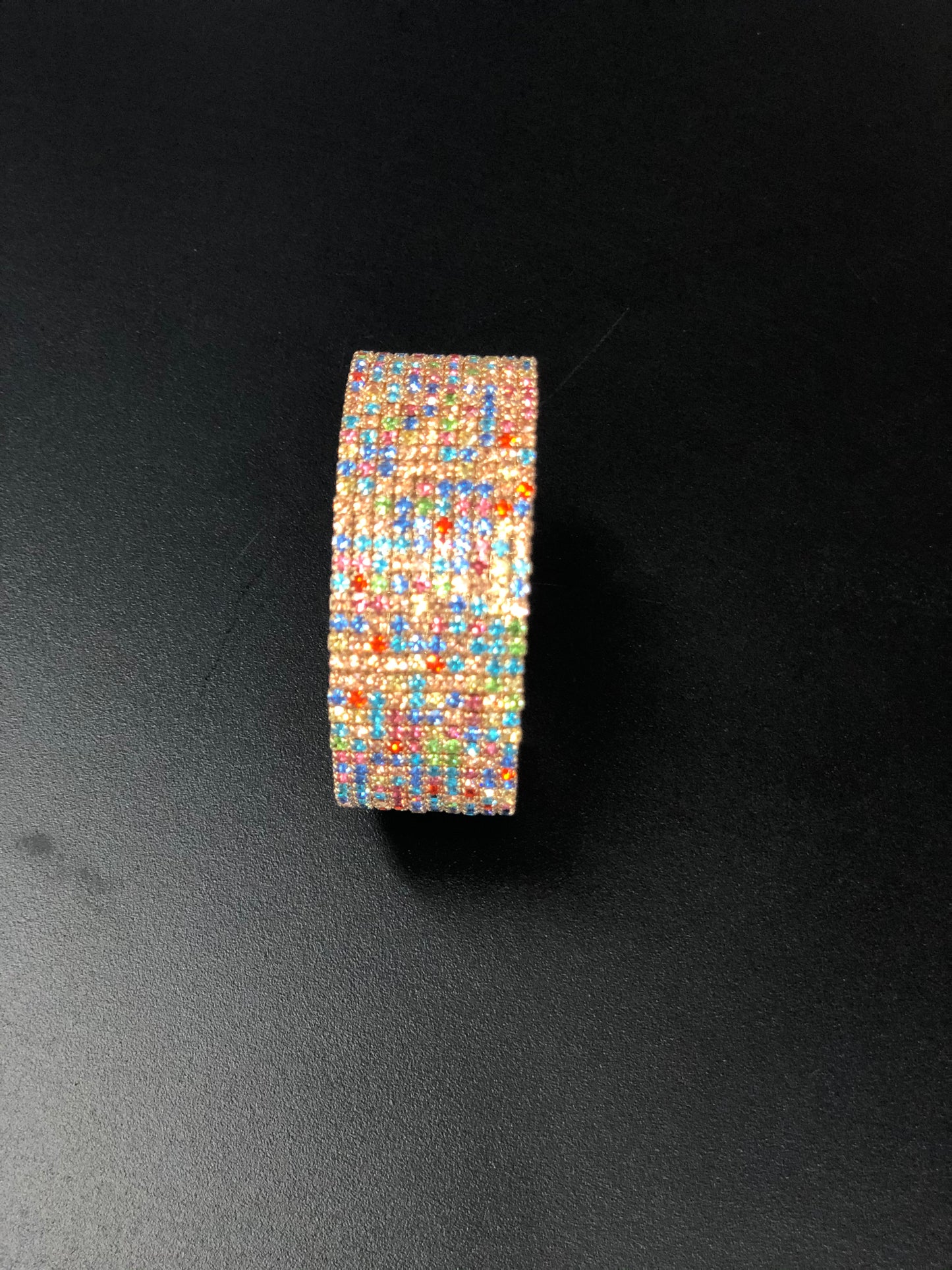 10 Row Rhinestone Wire Bracelet: Rainbow