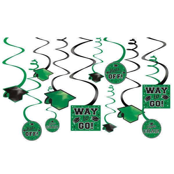 Graduation Swirl Decorations: Green