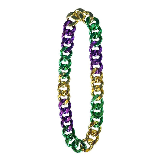 36" Chain Link Necklace. - Purple, Green, Gold