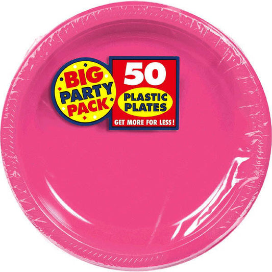 10" Plastic Plates (50ct.): Bright Pink