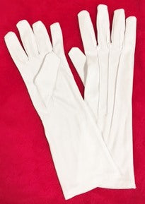 12" Long White Nylon Santa Gloves