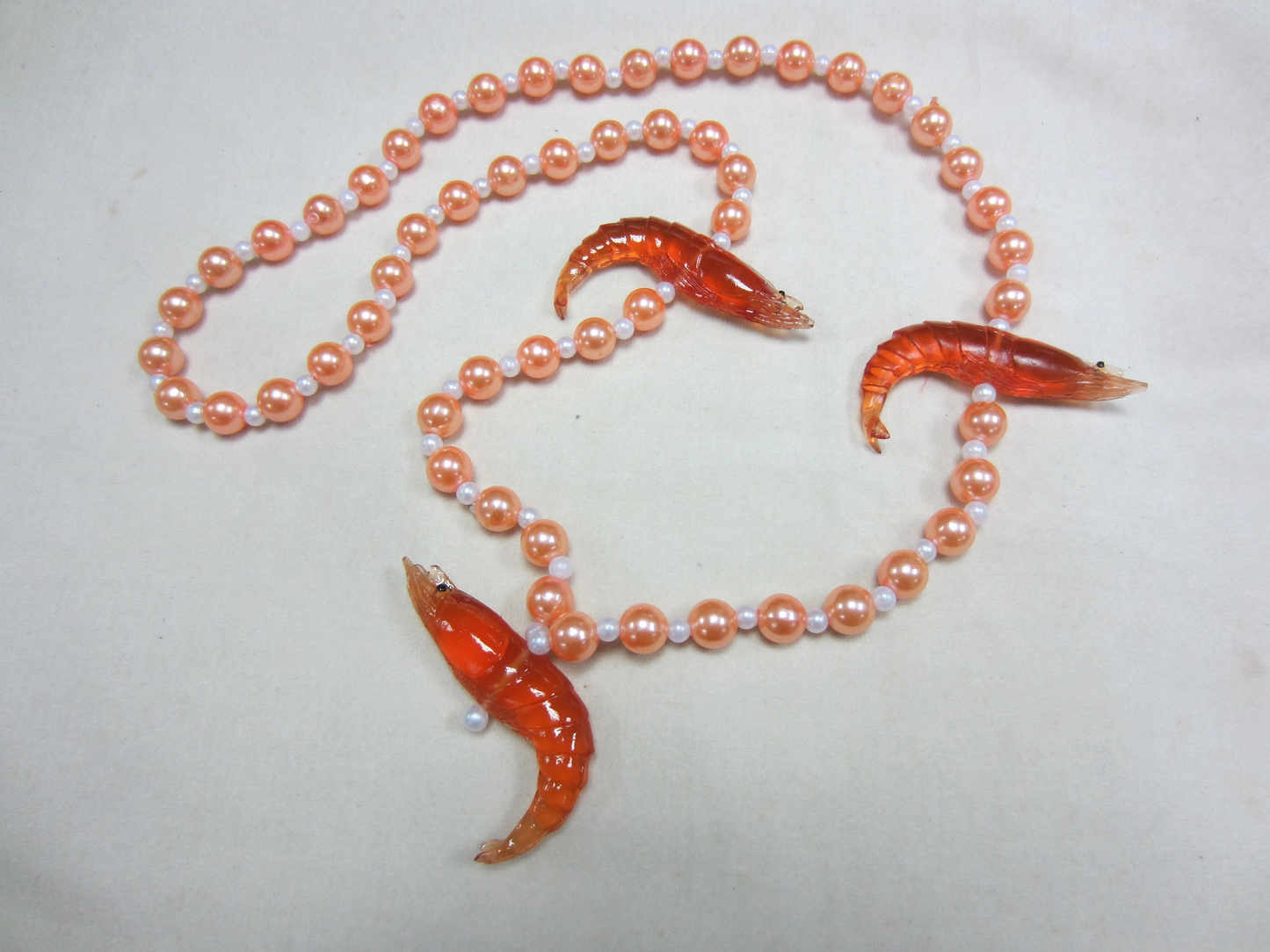 Specialty Beads - Boiled Shrimp Trio On A Peach Pink and Pearl