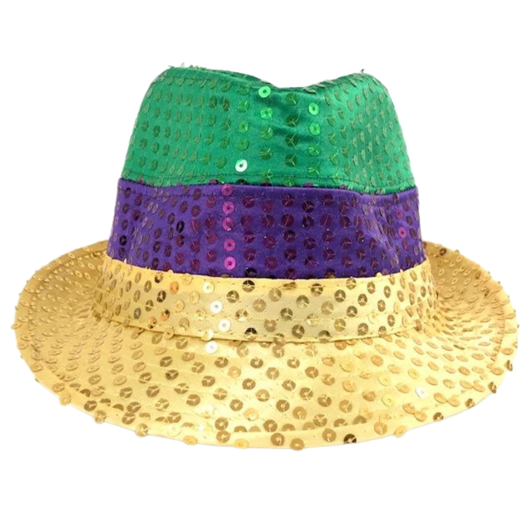 Purple, Green and Gold Sequin Fedora