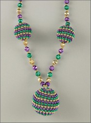 42" Mardi Gras Necklace w/ 3 Beaded Balls