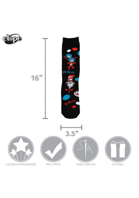 Dr. Seuss The Cat In The Hat Pattern Socks Adult