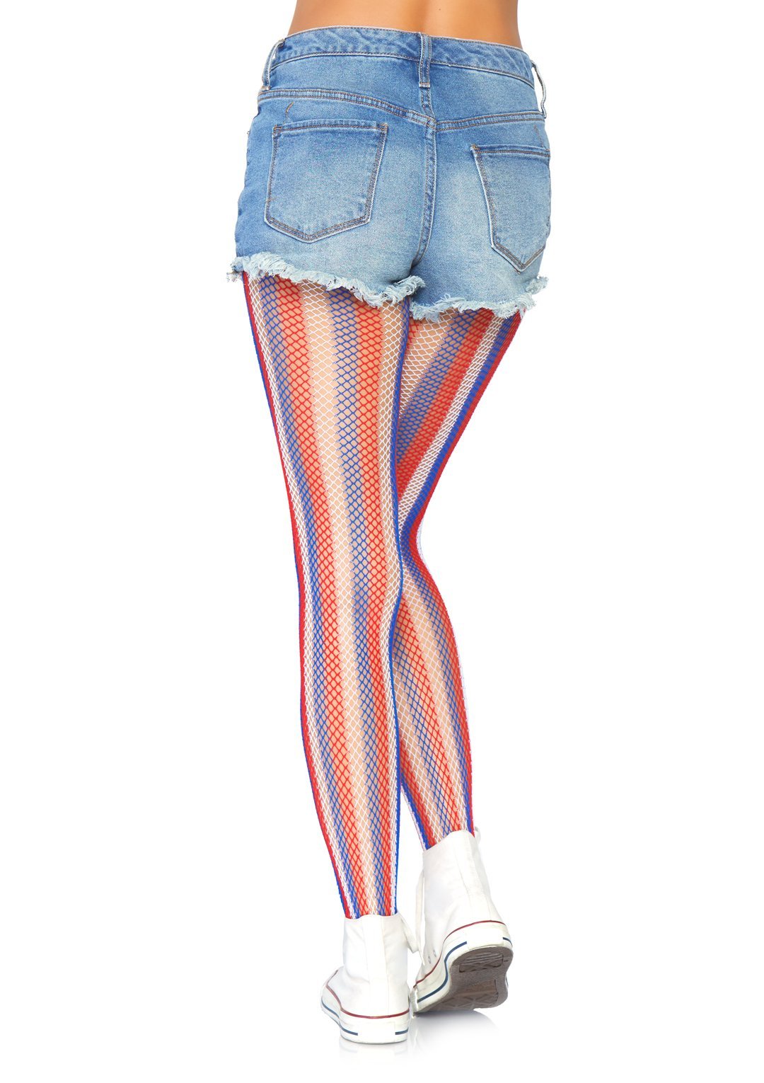 Americana Striped Fishnet Tights - O/S