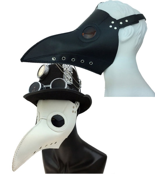 Faux Leather Plague Doctor Mask - Black