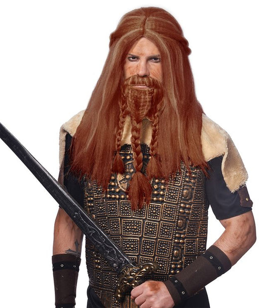 Viking Wig & Beard - Natural Red