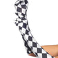 Harlequin Elbow Length Gloves - Black/White