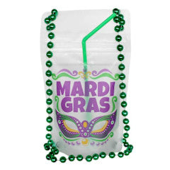 Mardi Gras - Wearable Drink Pouches (12 oz) - Green Beads