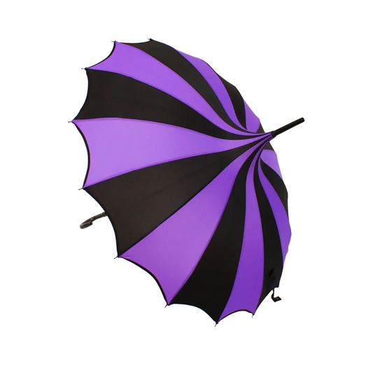 Batwing Pagoda Umbrella [Black/Purple Striped]