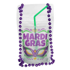 Mardi Gras - Wearable Drink Pouches (12 oz) - Purple Beads