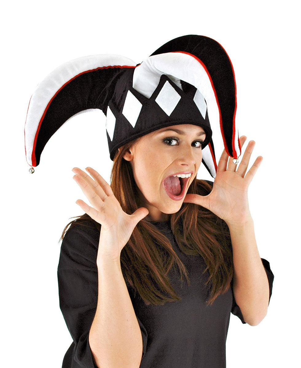 Court Jester Plush Hat: Black & White