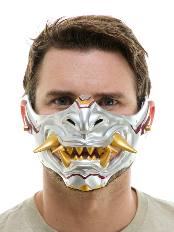 Japanese Style Oni Mask - Silver/Gold