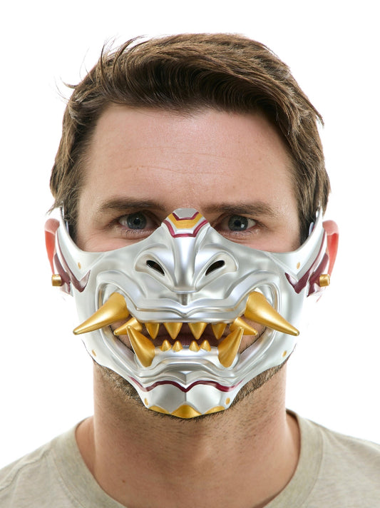 Japanese Style Oni Mask - Silver/Gold